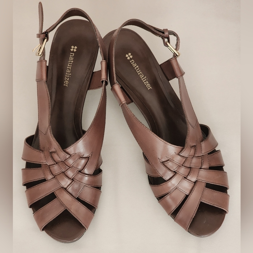 Naturalizer Platform Wedge Women's Sandals 2.5" Heel Brown Size 9 1/2